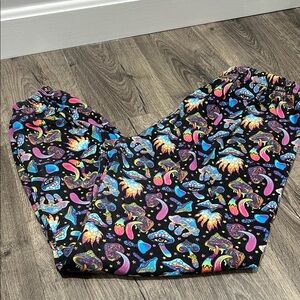 Women's Black Galaxy Mushroom Print Jogger Pants